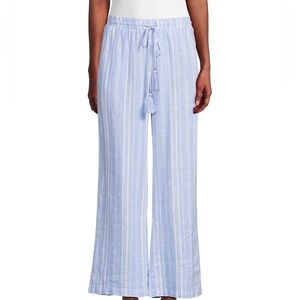 Ellen Tracy linen blue and white stripe Pants size S